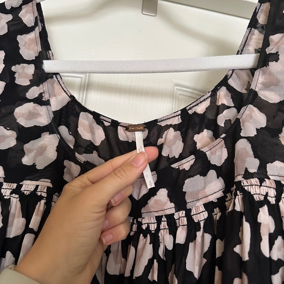 Free People Meg’s leopard print crop top black pink bubble hem mesh - Picture 7 of 10